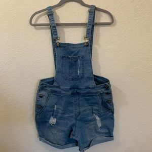 Denim shorts overalls